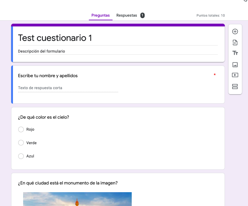 Test created from Google Forms for Google Classroom.