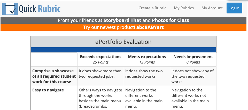 Evalutarion Rubric with Quick Rubric